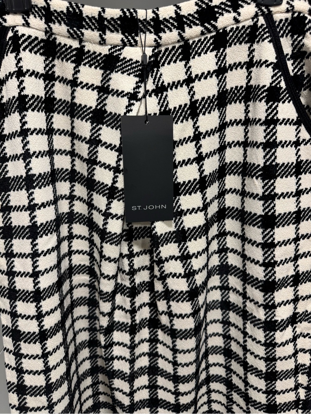 St. John Black & White Plaid Knit Pencil Skirt